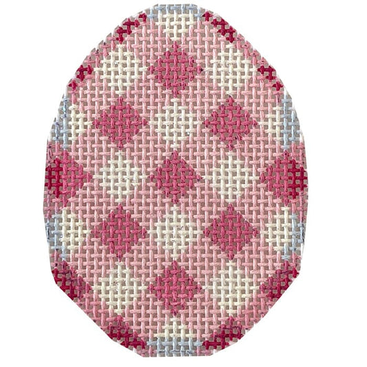 Light pink gingham mini egg Painted Canvas The Carolina Needlepoint Co LLC 