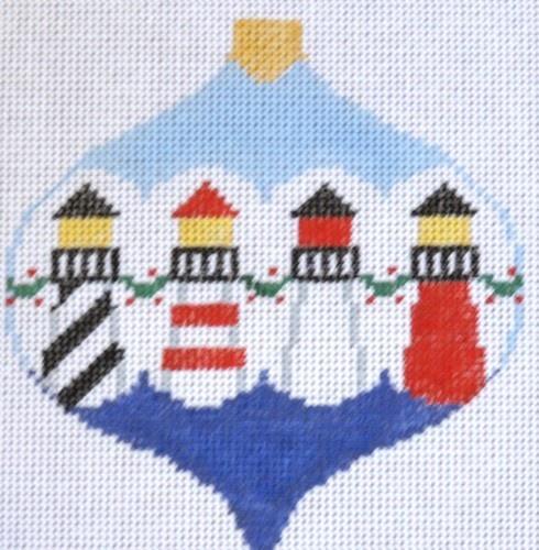 Lighthouse Bauble Painted Canvas Kathy Schenkel Designs 