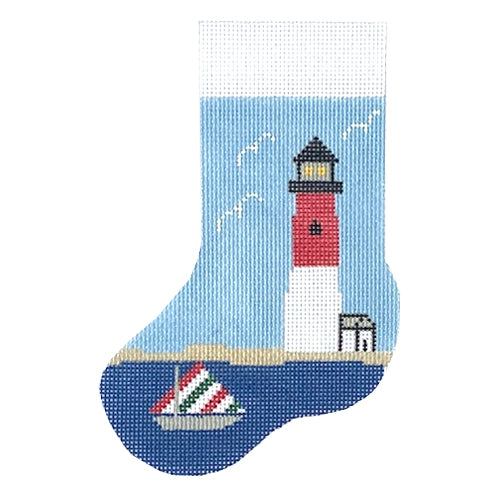 Lighthouse Mini Stocking Painted Canvas J. Child Designs 
