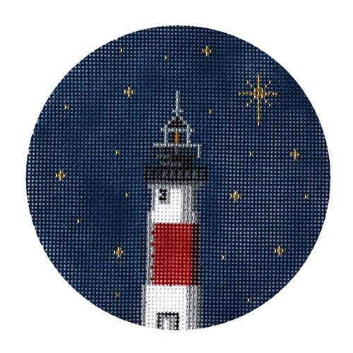 Lighthouse Ornament Painted Canvas Silver Needle 