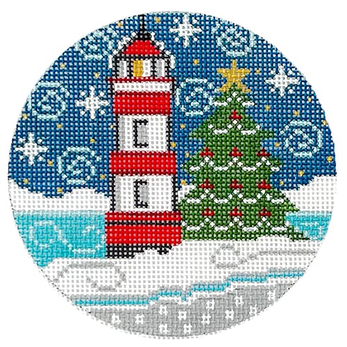 Lighthouse Round #1 DD Painted Canvas Danji Designs  - 1