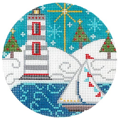 Lighthouse Round #2 DD Painted Canvas Danji Designs 