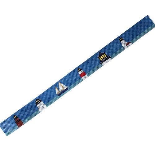 Lighthouses Belt Painted Canvas Silver Needle 
