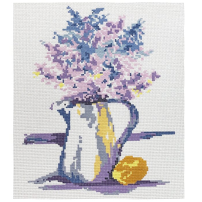 Lilacs & Lemons Painted Canvas Anne Fisher Needlepoint LLC 