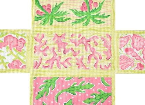 Lilly Inspired Lattice Patchwork Brick Cover Painted Canvas Kate Dickerson Needlepoint Collections  - 1