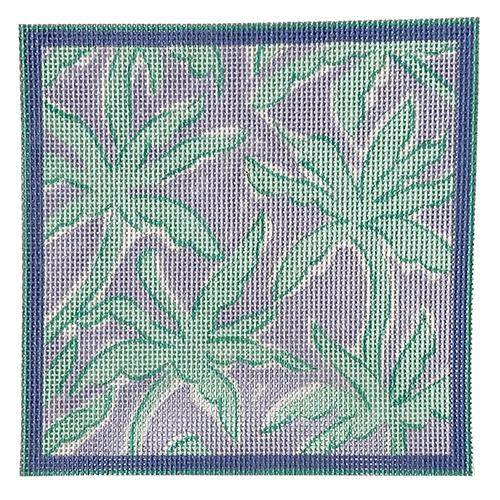 Lilly Inspired Letter - Palms - Periwinkle Painted Canvas Kate Dickerson Needlepoint Collections 