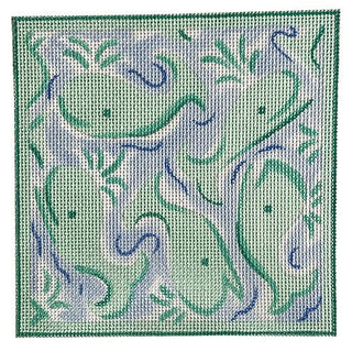 Lilly Inspired Letter   Whales Painted Canvas Kate Dickerson Needlepoint Collections 
