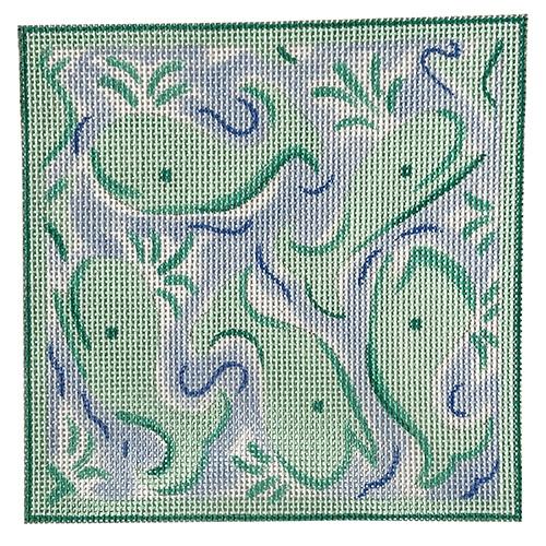 Lilly Inspired Letter   Whales Painted Canvas Kate Dickerson Needlepoint Collections 
