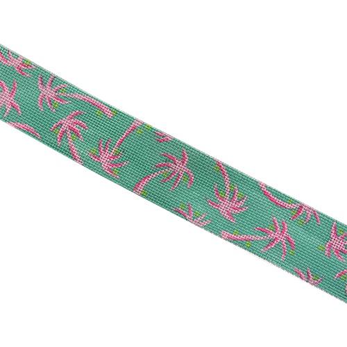 Lilly Inspired Palm Trees Belt Painted Canvas Kate Dickerson Needlepoint Collections  - 1