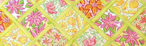 Lilly Lattice Patchwork Rectangle   Yellow Painted Canvas Kate Dickerson Needlepoint Collections  - 1