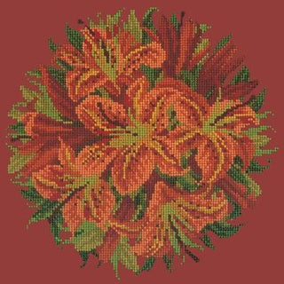 Lily Ball Needlepoint Kit Kits Elizabeth Bradley Design Dark Red 
