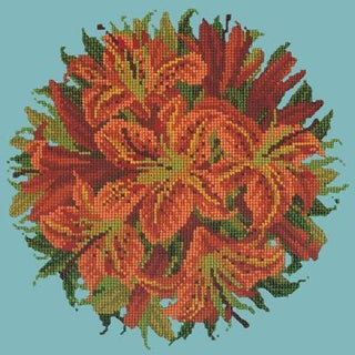 Lily Ball Needlepoint Kit Kits Elizabeth Bradley Design Duck Egg Blue 
