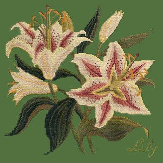 Lily Needlepoint Kit Kits Elizabeth Bradley Design Dark Green 

