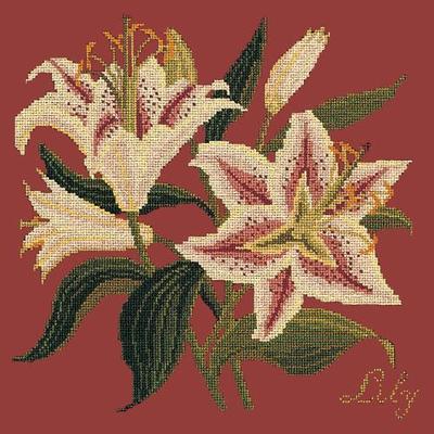 Lily Needlepoint Kit Kits Elizabeth Bradley Design Dark Red 
