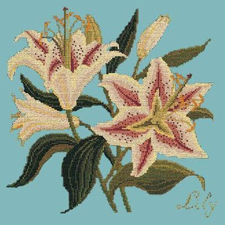 Lily Needlepoint Kit Kits Elizabeth Bradley Design Duck Egg Blue 

