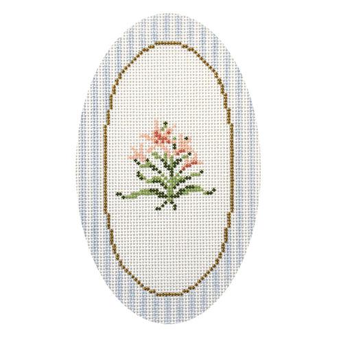 Lily Oval Ornament Painted Canvas The Plum Stitchery 