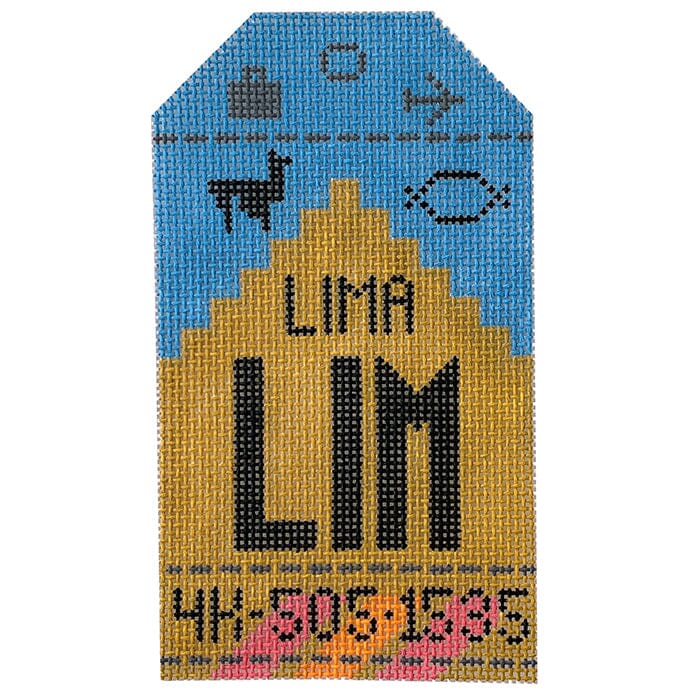 Lima LIM Travel Tag Painted Canvas Hedgehog Needlepoint 