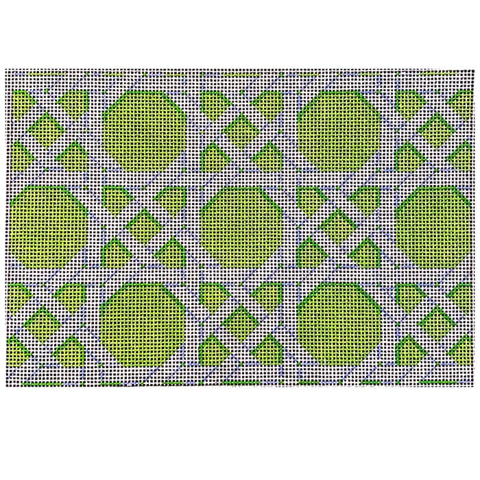 Lime Caning Pattern Clutch Painted Canvas Two Sisters Needlepoint 