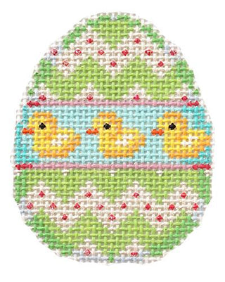 Lime Chevron / Ducks Mini Egg Painted Canvas Associated Talents 
