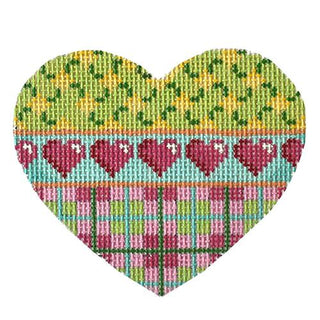 Lime Lattice / Hearts / Plaid Heart Painted Canvas Associated Talents 
