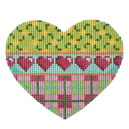 Lime Lattice / Hearts / Plaid Heart Painted Canvas Associated Talents 
