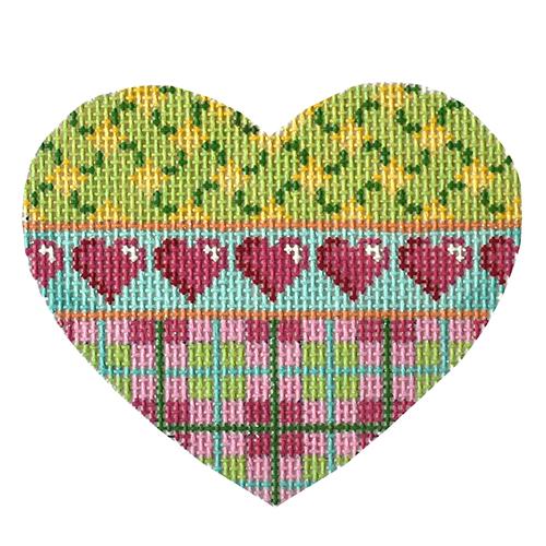 Lime Lattice / Hearts / Plaid Heart Painted Canvas Associated Talents 