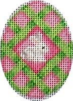 Lime Lattice / White Bunny Mini Egg Painted Canvas Associated Talents 
