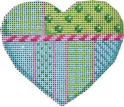 Lime / Turquoise Heart Painted Canvas Associated Talents 