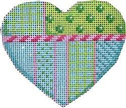 Lime / Turquoise Heart Painted Canvas Associated Talents  - 1