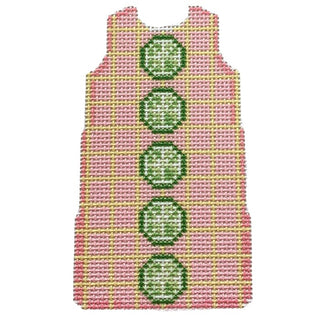 Limes/Tattersall Mini Shift Printed Canvas Two Sisters Needlepoint 
