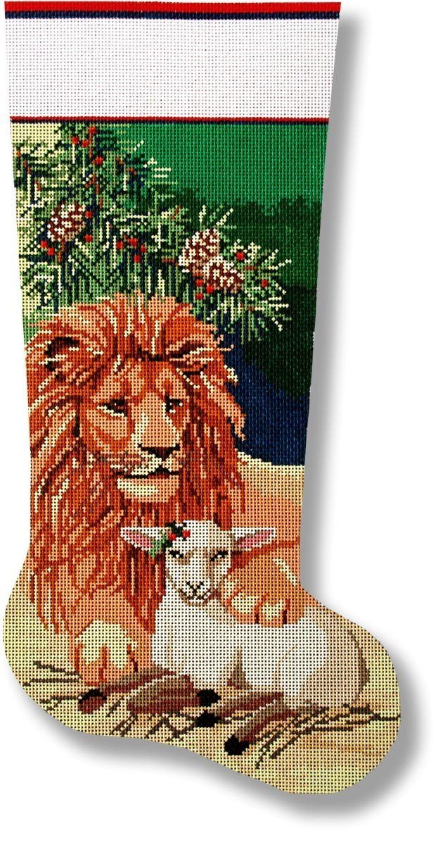 Lion & Lamb Painted Canvas CBK Needlepoint Collections  - 1