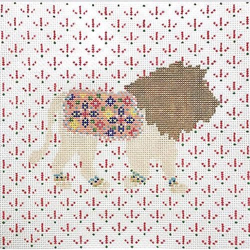 Lion (Plum) Painted Canvas The Plum Stitchery  - 1