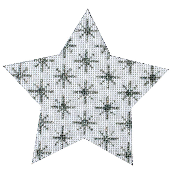 Lisa's Star Ornament   Silver Painted Canvas Whimsy & Grace
