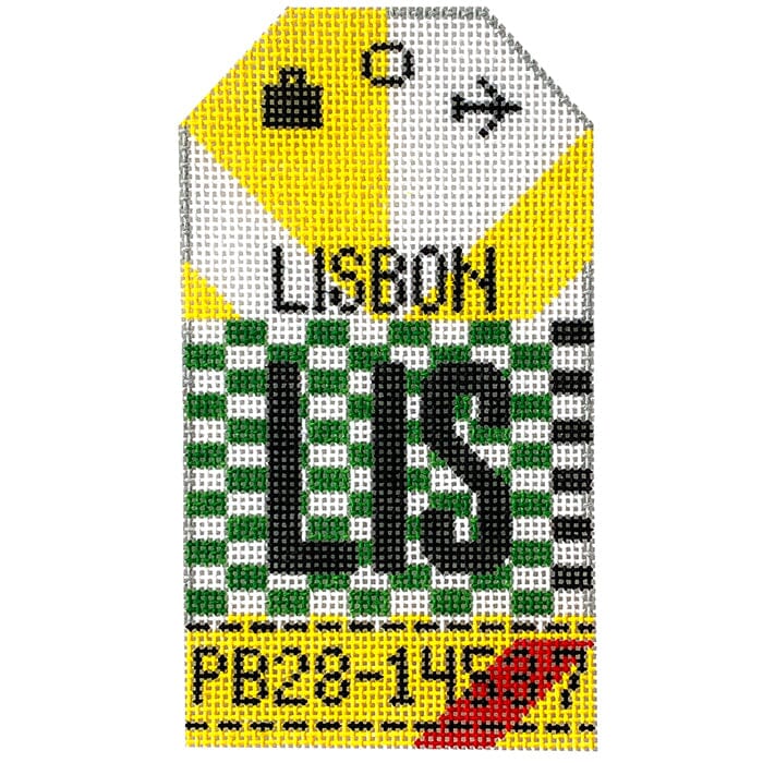 Lisbon LIS Travel Tag Painted Canvas Hedgehog Needlepoint 
