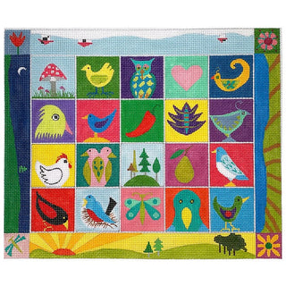 Little Birds Montage Painted Canvas Zecca 
