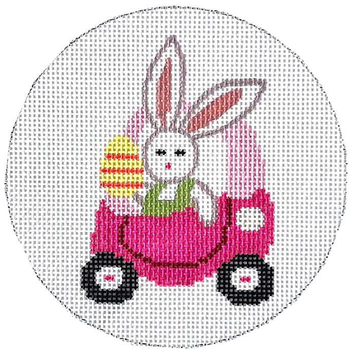 Little Easter Bunny Car Round Painted Canvas Vallerie Needlepoint Gallery 