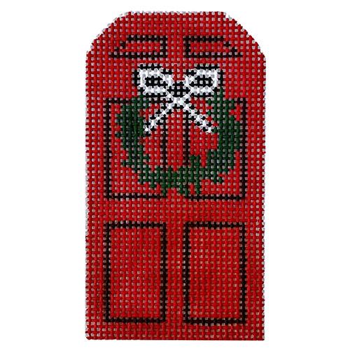 Little Red Door with Wreath Painted Canvas Vallerie Needlepoint Gallery 