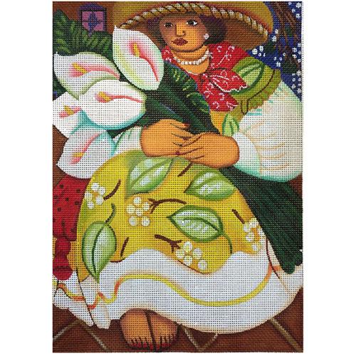 Little Window   Lady Holding Flowers Painted Canvas Melissa Shirley Designs  - 1