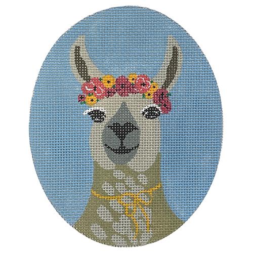 Llama with Floral Wreath Painted Canvas Danji Designs  - 1