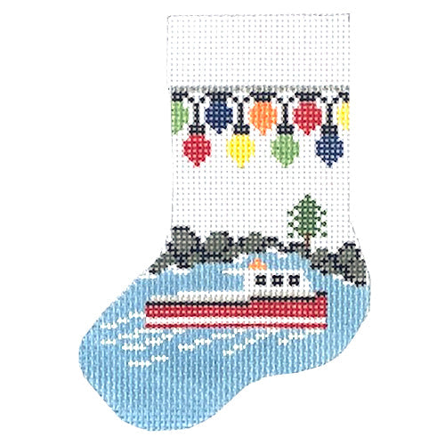 Lobster Boat Mini Stocking Painted Canvas J. Child Designs  - 1