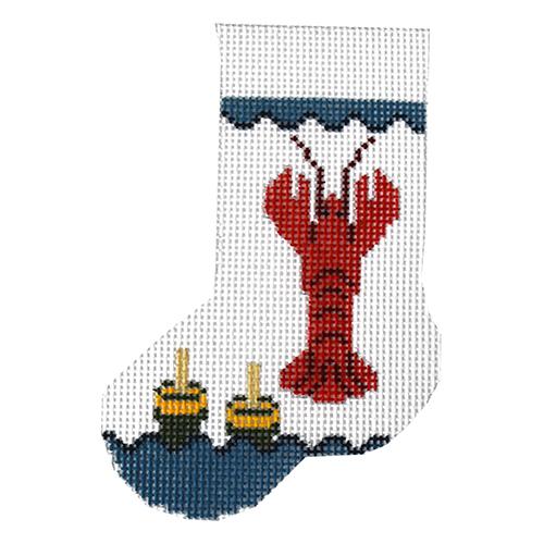 Lobster Mini Stocking Painted Canvas J. Child Designs  - 1
