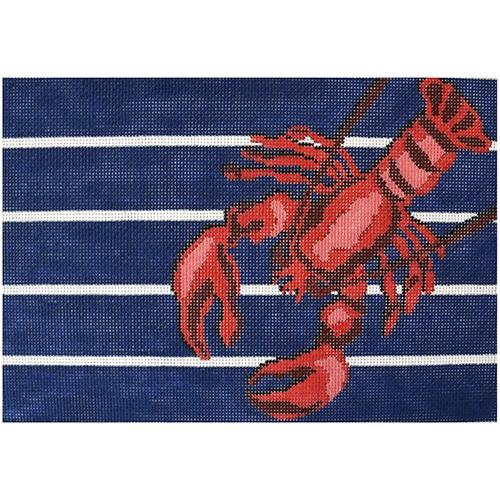 Lobster on Blue and White Stripes Painted Canvas CBK Needlepoint Collections  - 1