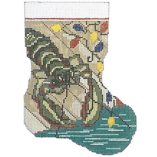 Lobster on Pier Mini Stocking on 18 Painted Canvas Needle Crossings 