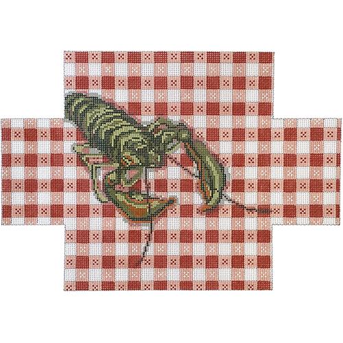 Lobster on Tablecloth Brick Cover Painted Canvas Needle Crossings 