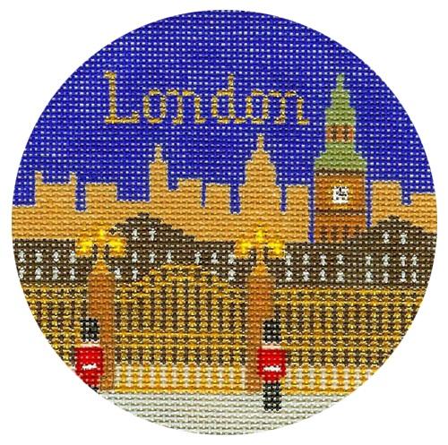 London Ornament Painted Canvas Silver Needle 