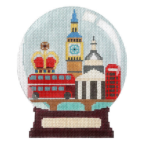 London Snowglobe Painted Canvas Vallerie Needlepoint Gallery 