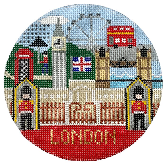 London UK Round Painted Canvas Doolittle Stitchery 