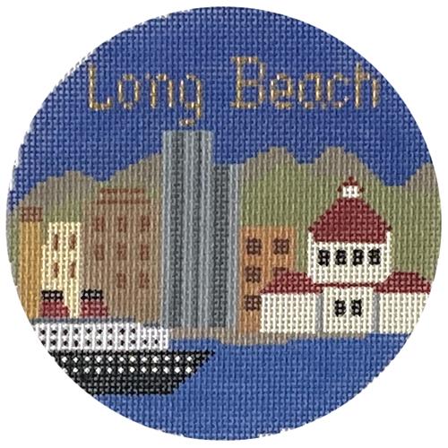 Long Beach Ornament Painted Canvas Silver Needle  - 1