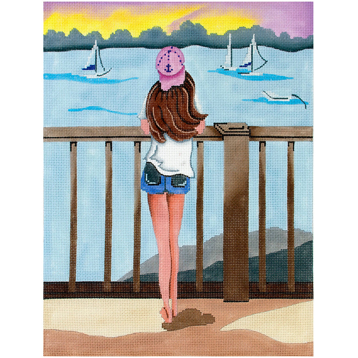 Looking at Sailboats Painted Canvas Patti Mann  - 1