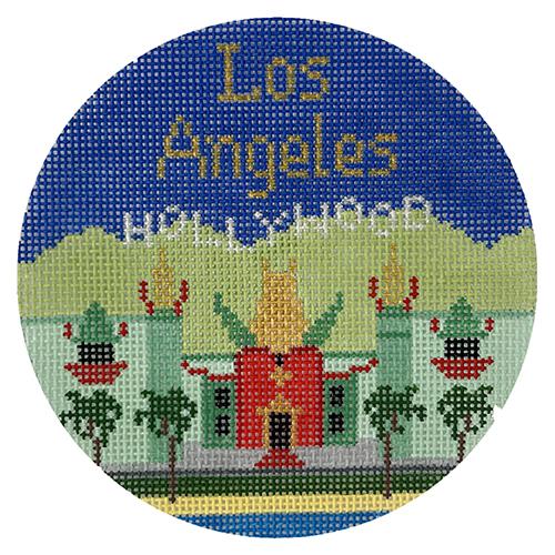 Los Angeles Ornament Painted Canvas Silver Needle  - 1